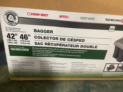 MTD Genuine Factory Parts
Original Equipment 42 in. and 46 in. Double Bagger for Troy-Bilt and Craftsman Lawn Mowers (2010 and After)