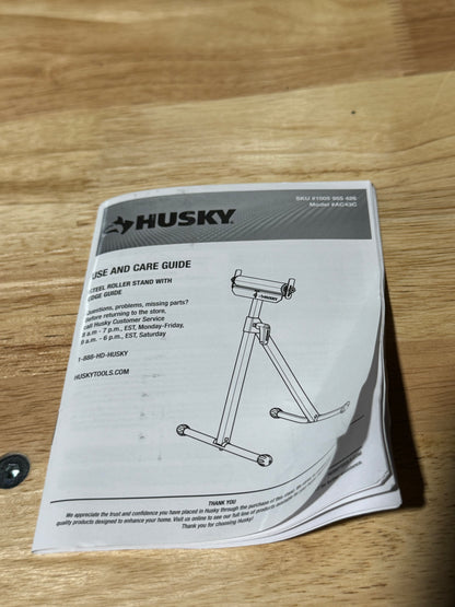 23 in. to 43 in. Stationary Steel Roller Stand with Edge Guide