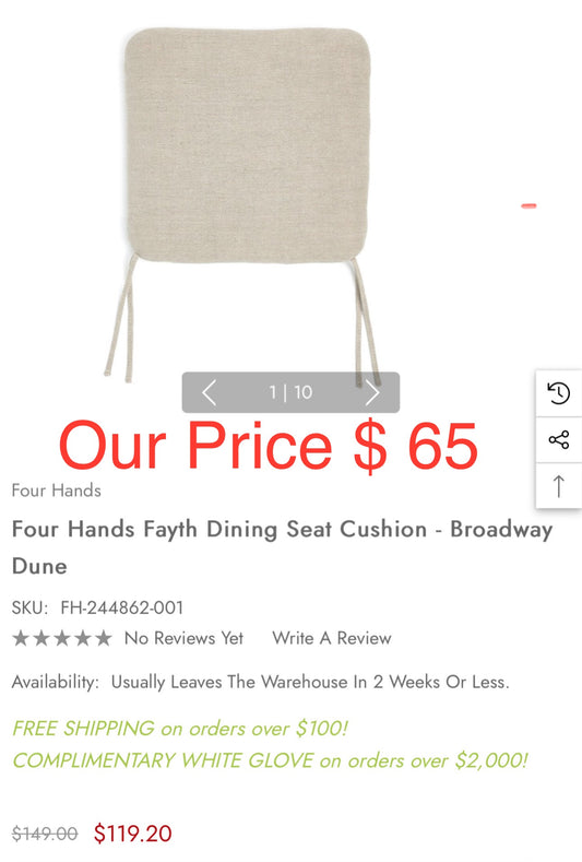 Four Hands Fayth Dining Seat Cushion - Broadway Dune