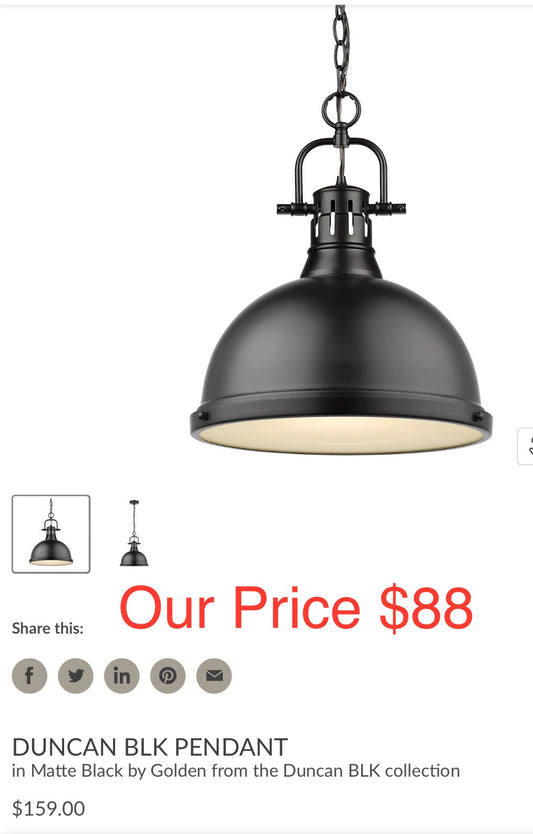 DUNCAN BLK PENDANT
in Matte Black by Golden from the Duncan BLK collection