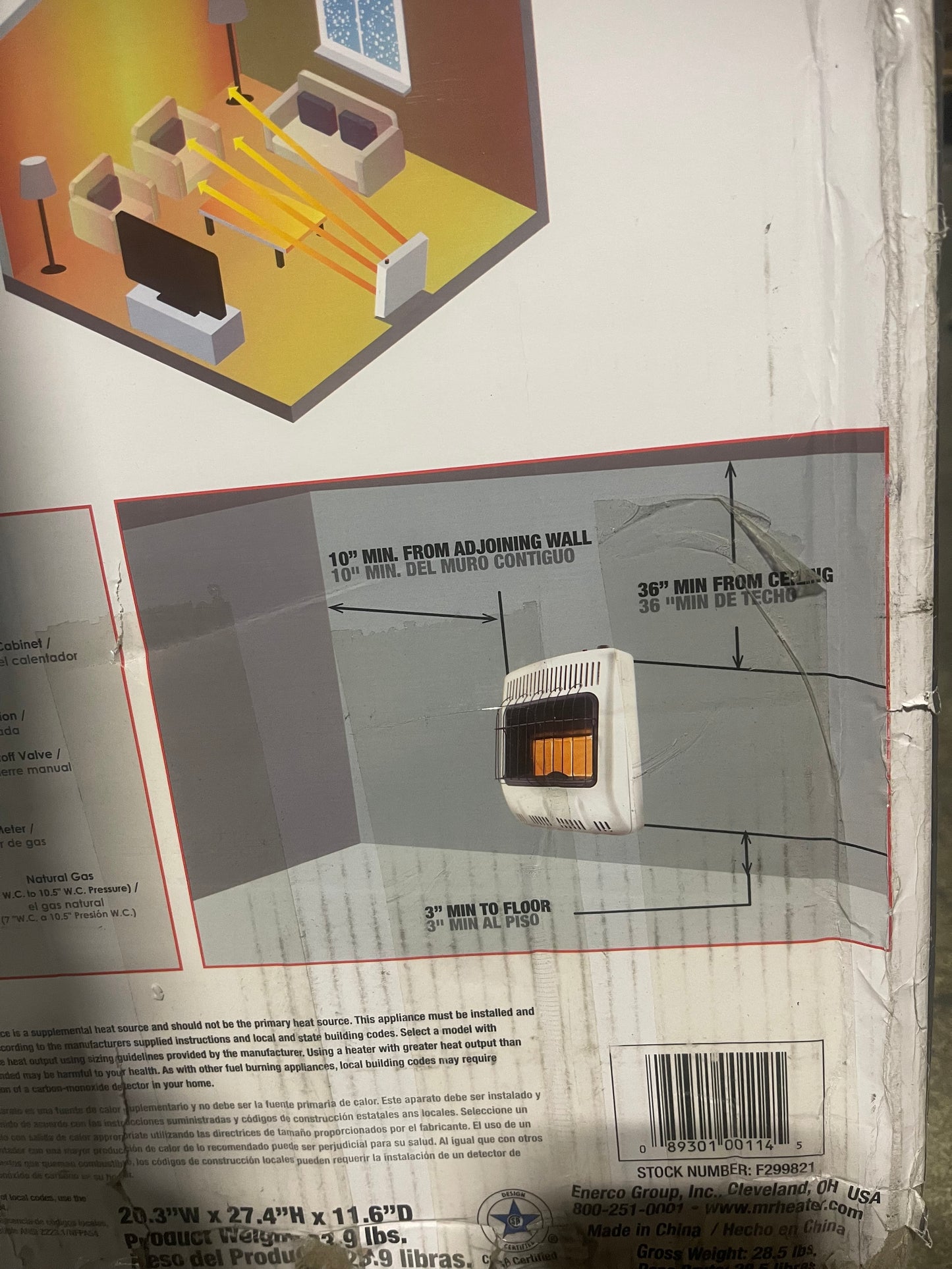 20,000 BTU Vent Free Radiant
Natural Gas Heater