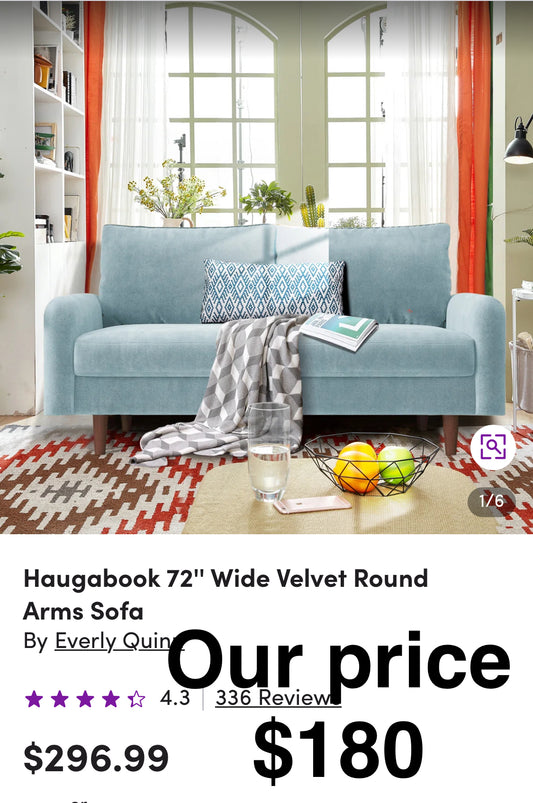 Haugabook 72" Wide Velvet Round
Arms Sofa