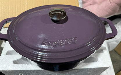 BergHOFF Neo 5 Qt. Purple Oval Cast Iron Casserole Dish with Lid