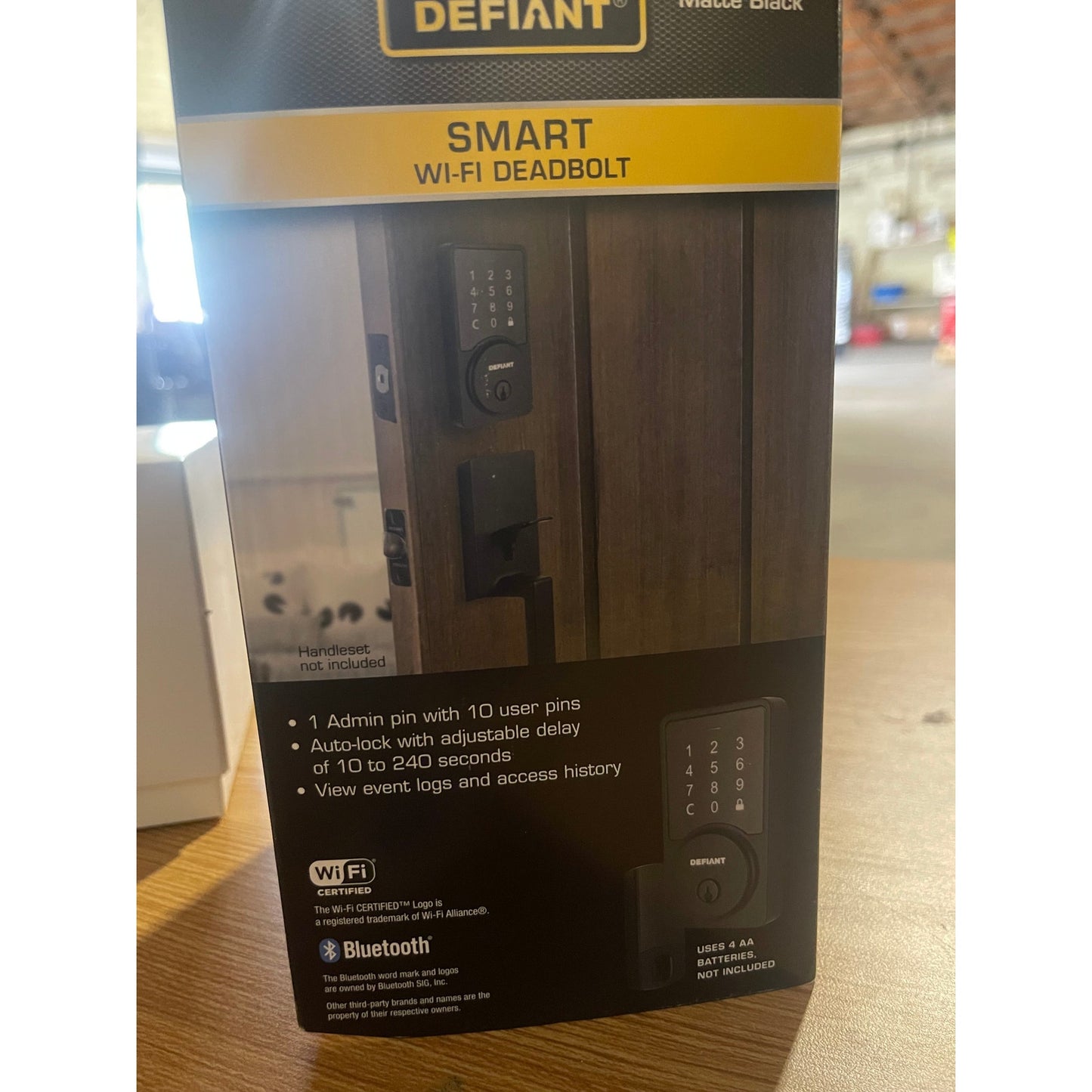 Defiant Square Matte Black Smart Wi-Fi Deadbolt Powered By Hubspace