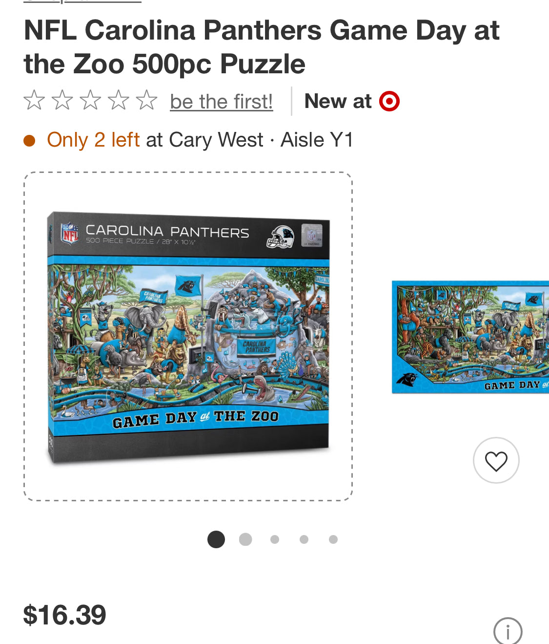 NFL Carolina Panthers Game Day at the Zoo 500pc Puzzle