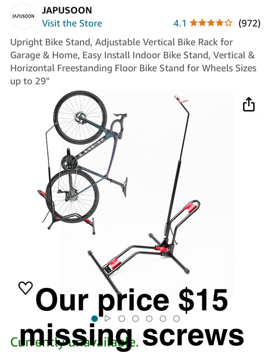 Upright Bike Stand, Adjustable Vertical Bike Rack for Garage & Home, Easy Install Indoor Bike Stand, Vertical & Horizontal Freestanding Floor Bike Stand for Wheels Sizes up to 29"