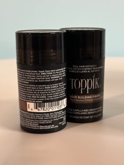 2 Toppik Hair Building Fibers Medium Brown 12g Fill In Fine or Thinning Hair In..