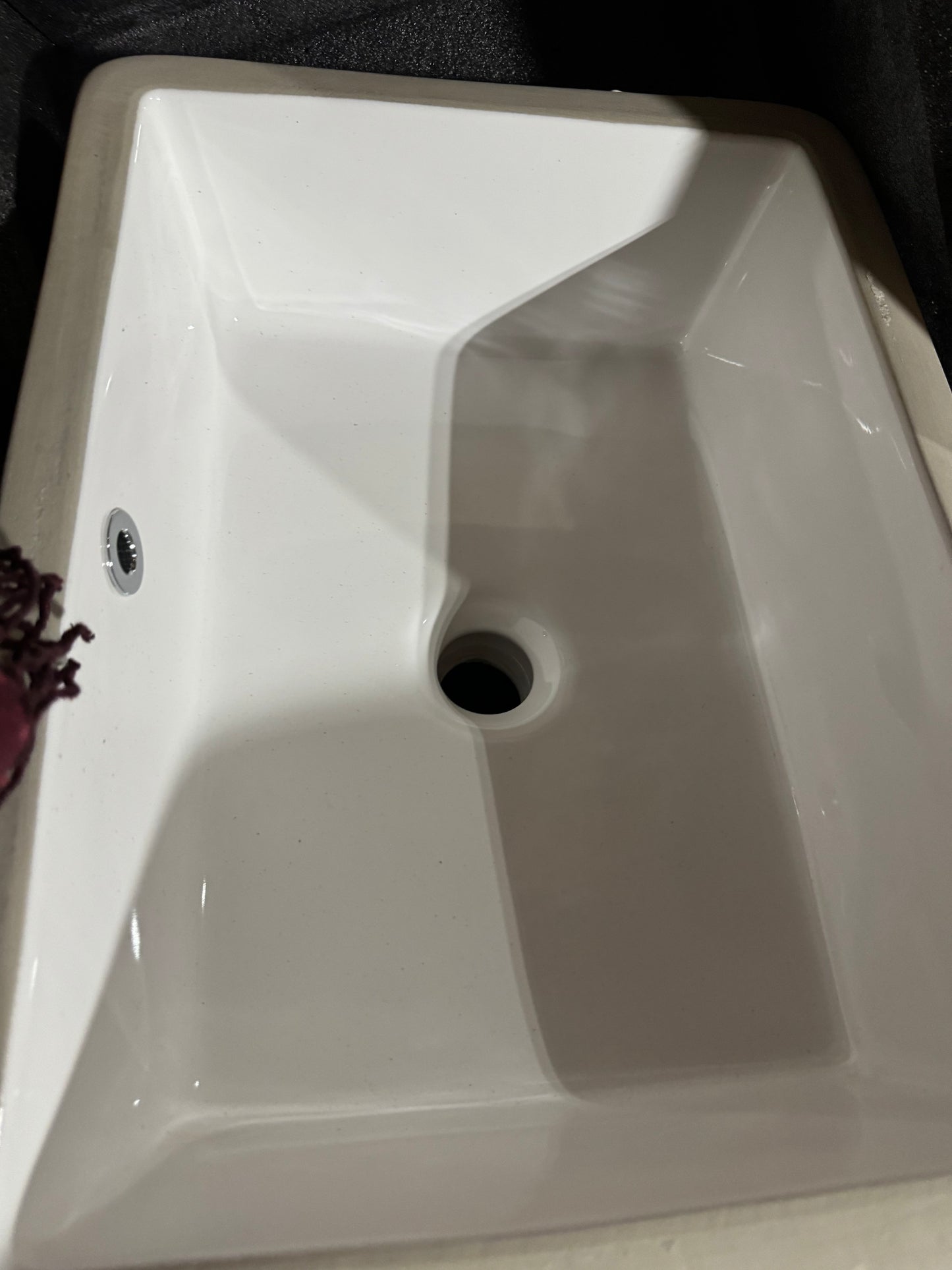 18 Inch White Rectangle Vessel Sink for Bathrooms 18.3" x 13.78" Small Undermount Bathroom Sink Ceramic Porcelain Under Counter Basin Sink with Overflow 465mm x 350mm