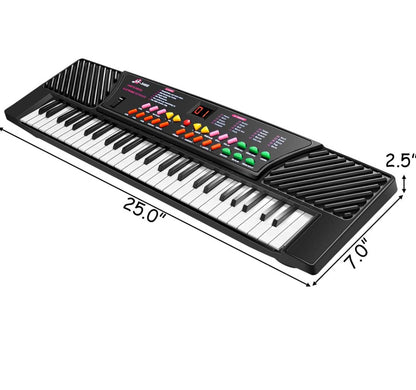 54-Key Electronic Keyboard for Kids Beginners with Mic & Adapter Including LED Digital Display, Learning Function & Demo Songs Standard Accordion Keys Piano Keyboard (Black)