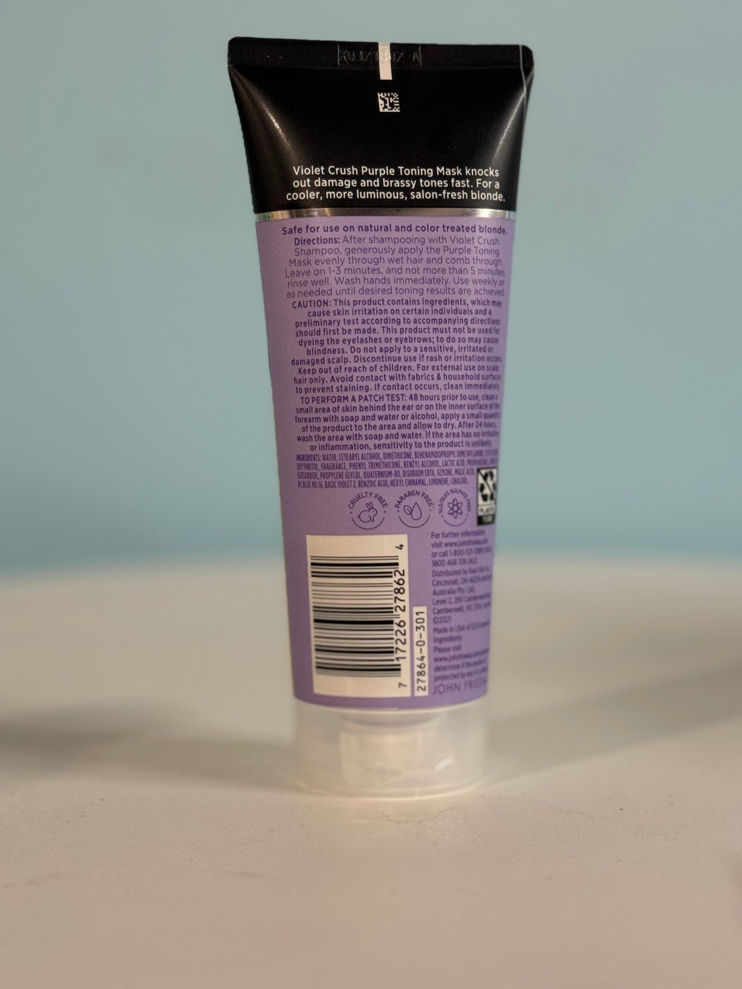 John Frieda Violet Crush for Blondes Toning Mask, Deep Conditioning Treatment and Hair Mask Purple - 6 fl oz