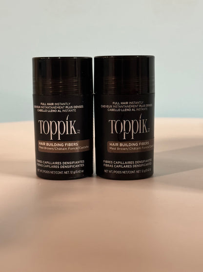 2 Toppik Hair Building Fibers Medium Brown 12g Fill In Fine or Thinning Hair In..