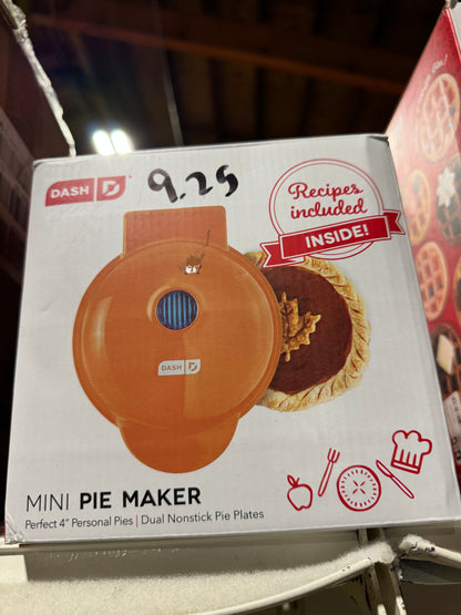 DASH ORANGE MINI PIE MAKER MAKES 4" PIES  PERFECT DESSERT NEW