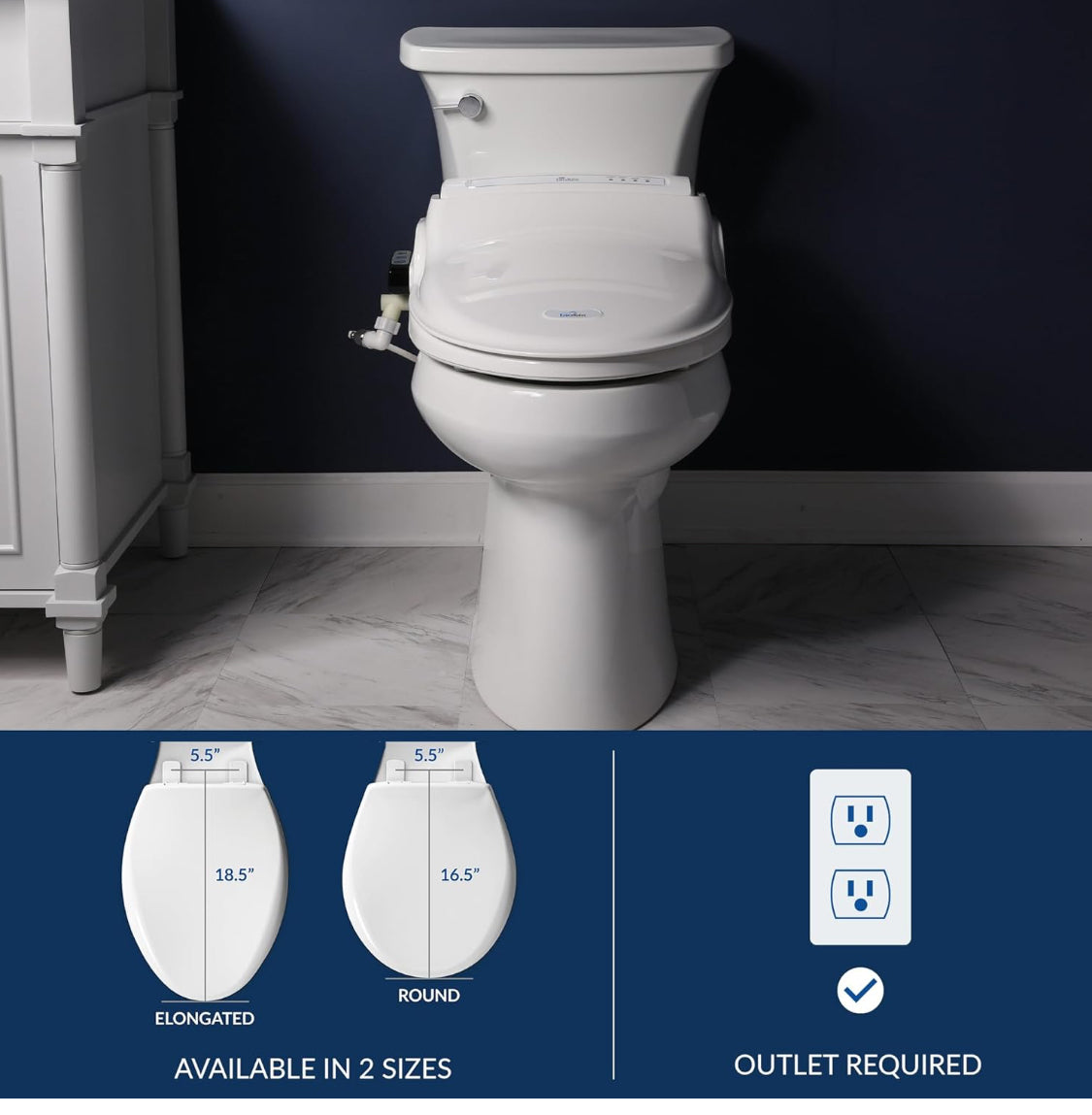 Bio Bidet BB1000 Electric Bidet Toilet Seat, Warm Water with Air Dryer, Heated Seat with Slow Close Lid, Remote Control, Elongated White