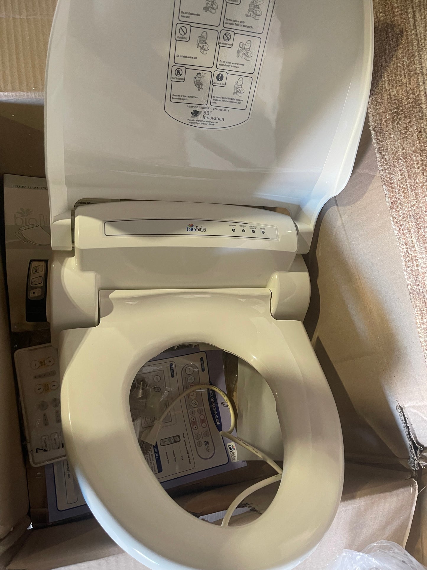 Bio Bidet BB1000 Electric Bidet Toilet Seat, Warm Water with Air Dryer, Heated Seat with Slow Close Lid, Remote Control, Elongated White