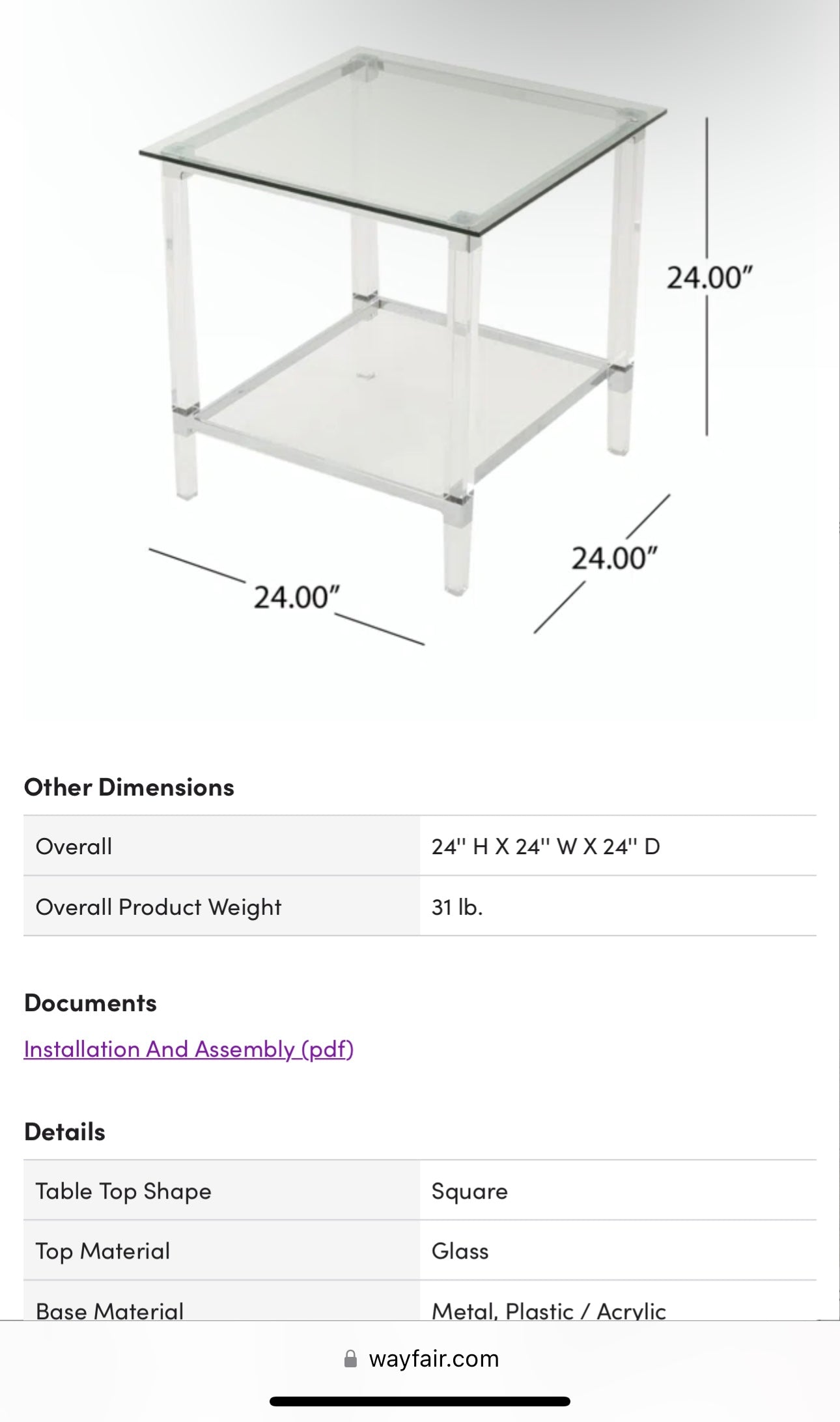 Aleah Glass Top End Table