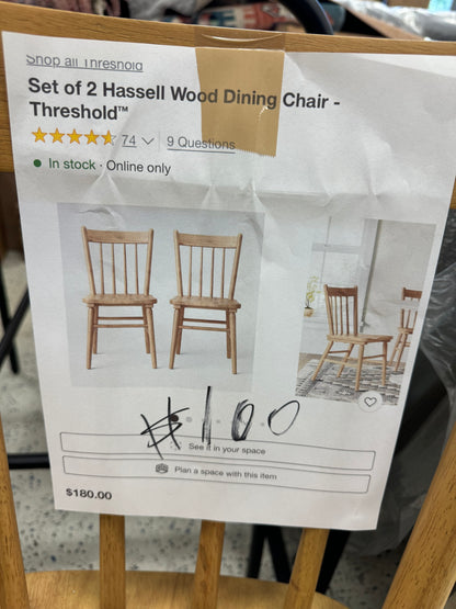 Set of 2 Hassell Wood Dining Chair Natural - Threshold