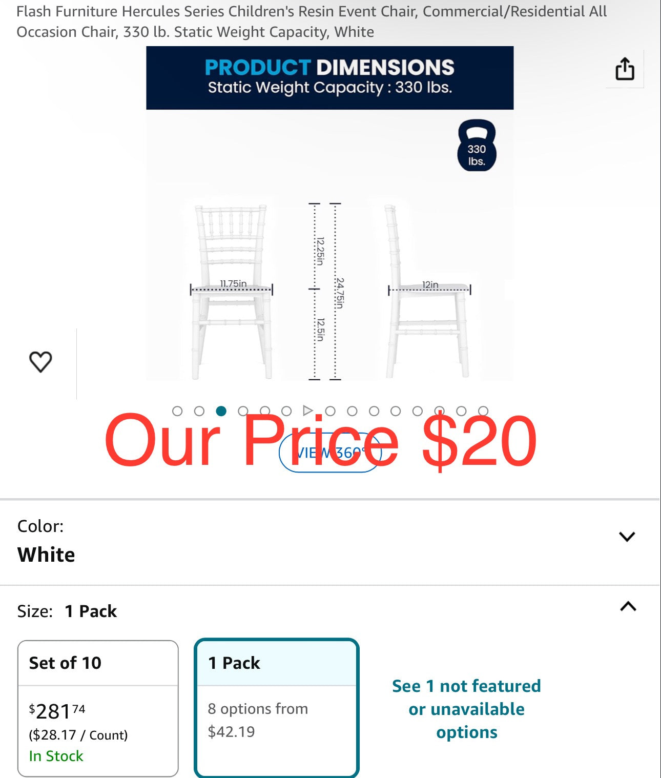 Flash Furniture Hercules Series Children's Resin Event Chair, Commercial/Residential All Occasion Chair, 330 lb. Static Weight Capacity, White