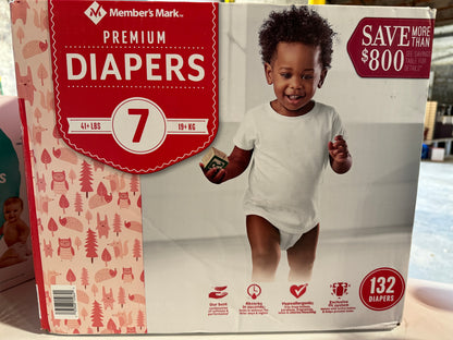 Member's Mark Premium Baby Diapers, Size: 7 (41+ Pounds), 132 Count