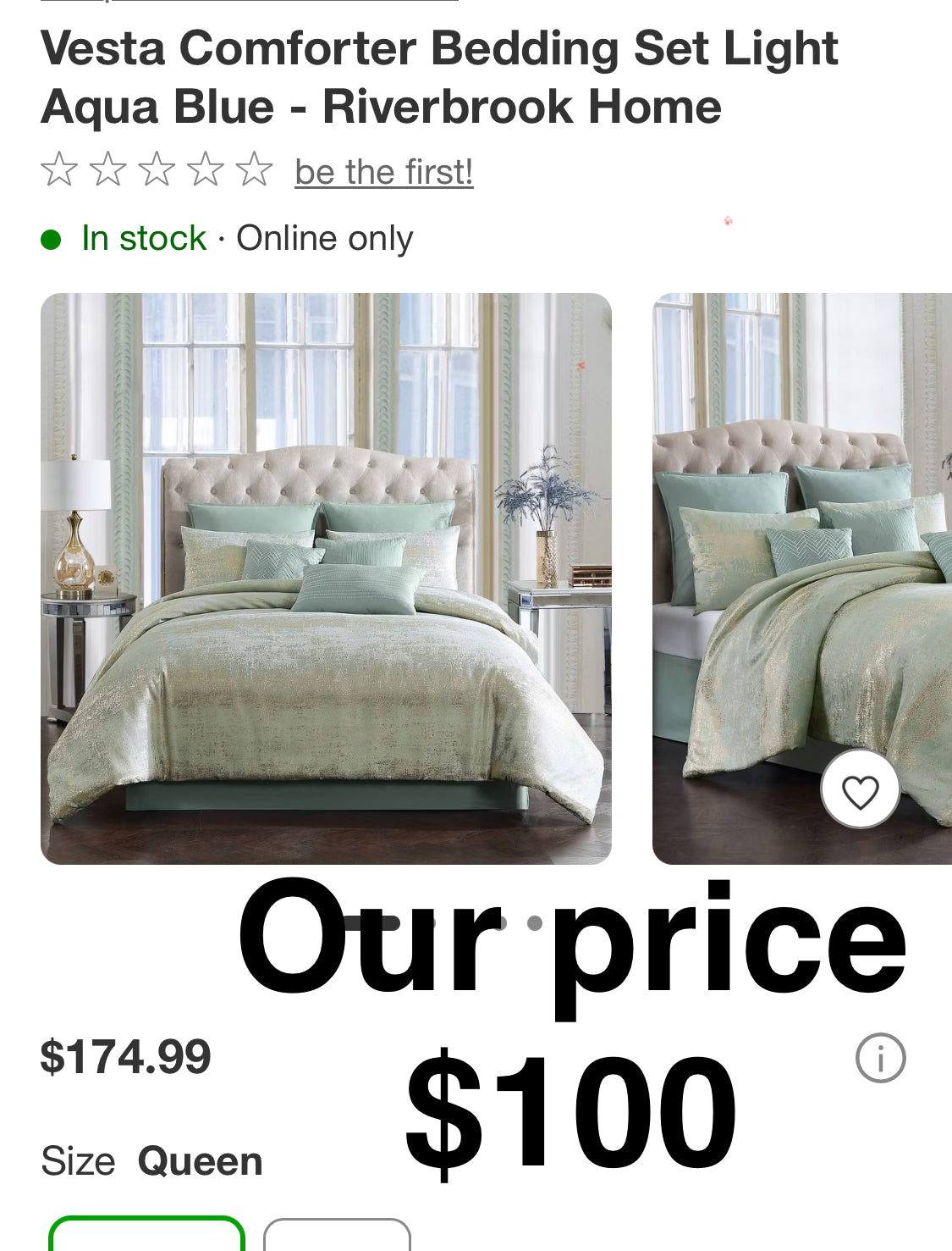 Queen Vesta Comforter Bedding Set Light Aqua Blue - Riverbrook Home