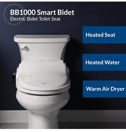 Bio Bidet BB1000 Electric Bidet Toilet Seat, Warm Water with Air Dryer, Heated Seat with Slow Close Lid, Remote Control, Elongated White