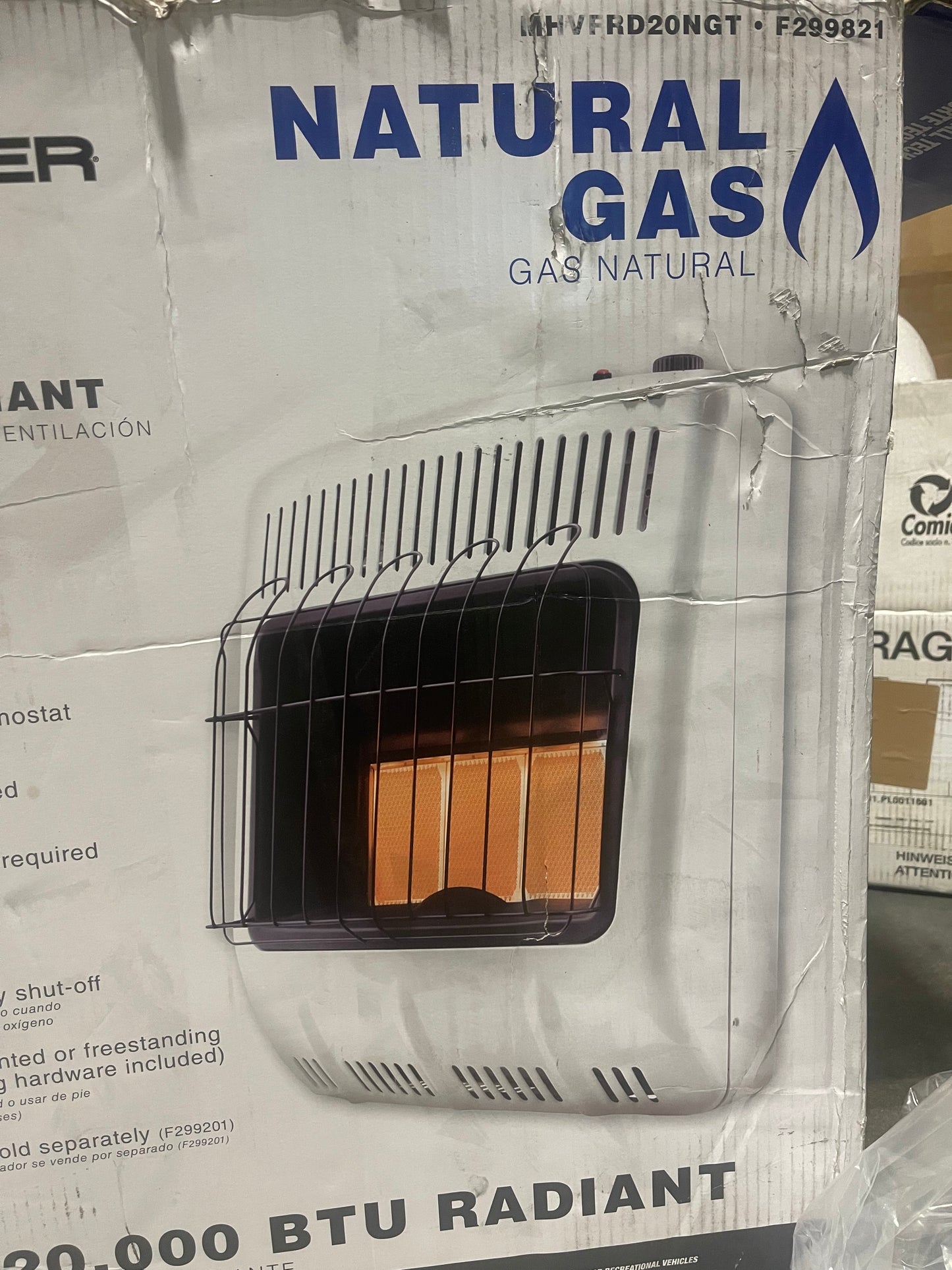 20,000 BTU Vent Free Radiant
Natural Gas Heater