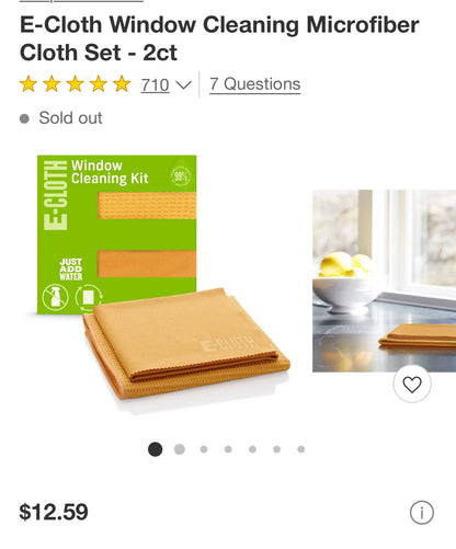 E-Cloth Window Cleaning Microfiber Cloth Set - 2ct