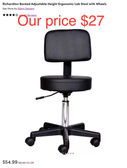 Richardton Backed Adjustable Height Ergonomic Lab Stool with Wheels