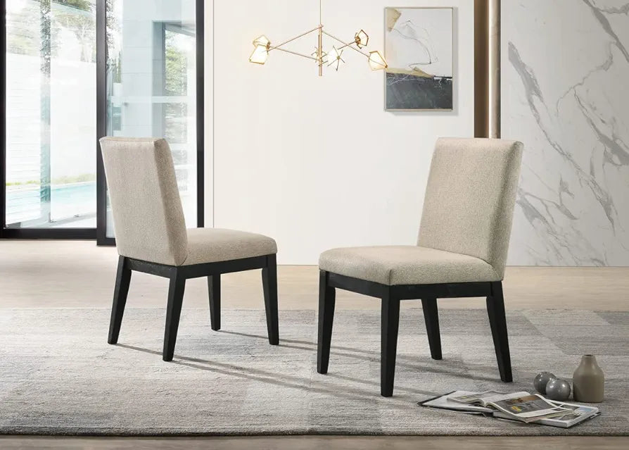 Lilola Home Jasper Set of 2 Beige Contemporary Fabric Dining Chair