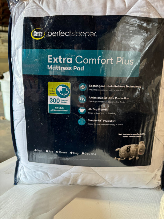 Serta - Extra comfort plus mattress pad, 300 thread count, queen