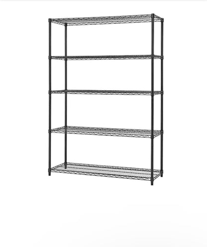 Trinity Black Anthracite 5-Tier Steel Wire Shelving Unit (48 in. W x 72 in. H x 18 in. D)