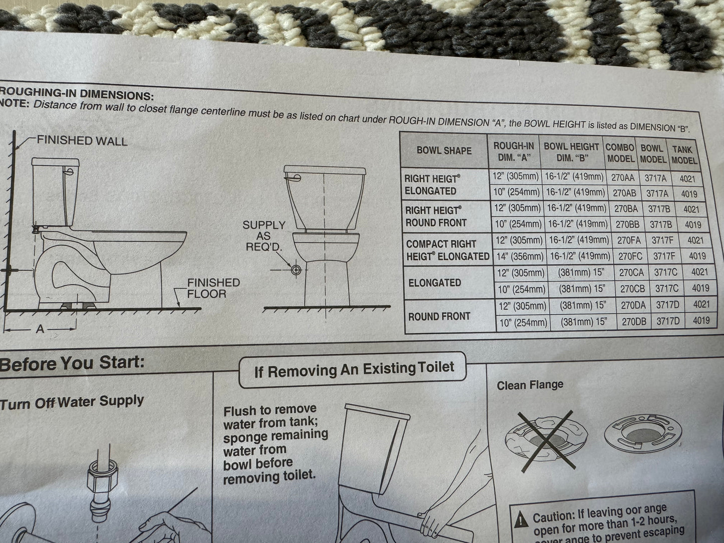 American Standard - 2 piece toilet cadet Tank 4019 and 4021