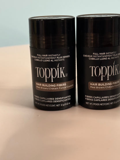 2 Toppik Hair Building Fibers Medium Brown 12g Fill In Fine or Thinning Hair In..