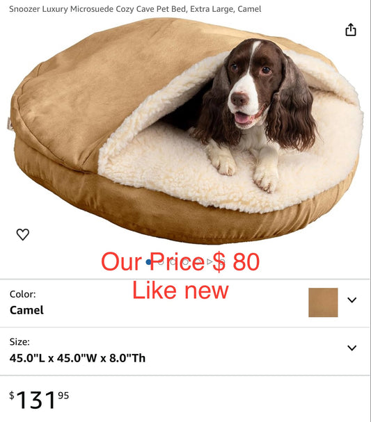 Snoozer Luxury Microsuede Cozy Cave Pet Bed, Extra Large, Camel