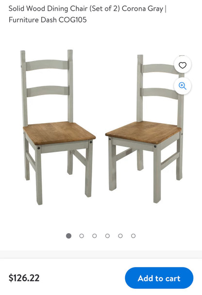 Solid Wood Dining Chair (Set of 2) Corona Gray 
Furniture