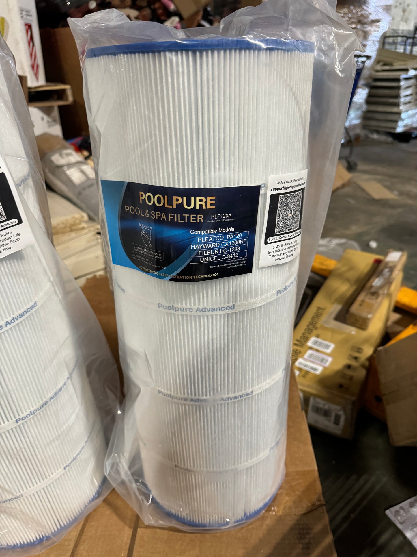 POOLPURE PA120 Pool Filter Replaces Hayward C1200, CX1200RE, Unicel C-8412, Filbur FC-1293, Clearwater II 125, Waterway Pro Clean PCCF-125, 817-0125N, 120 sq.ft Cartridge, 2 Pack