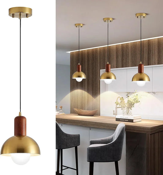 MOLUOLA LIGHTING Modern Dimmable Pendant Light Fixtures Gold Metal Industrial Hanging Lamp 1 pack