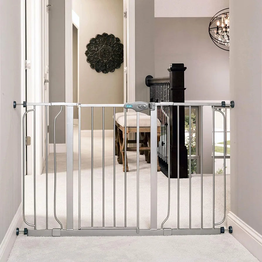 Regalo Extra Wide Easy Step Metal Walk Through Baby Gate–Platinum