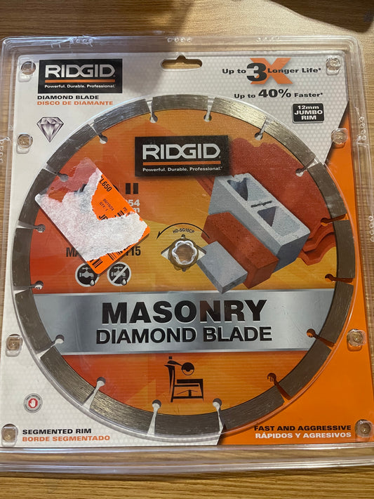 Ridgid 10"- 7/8"-5/8" Arbor Max RPM 6,115 Masonry Diamond Blade - Wet/Dry