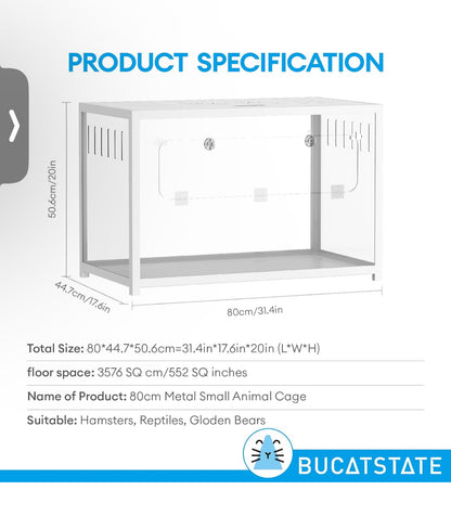 BUCATSTATE Hamster Cage Metal 2.0 - Small Animal Habitats Large Stackable with Top Access Easy Assemble 31.4L*17.6W*20H Inches Dwarf Syrian Hamster House for Guinea Pig, Gerbil (552sq inch White)