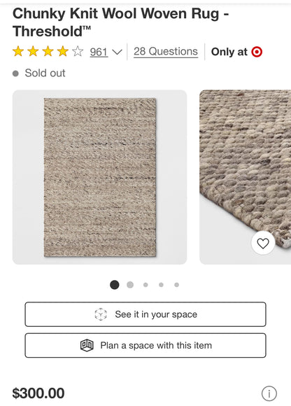 7 by 10 Chunky Knit Wool Woven Rug - Threshold™