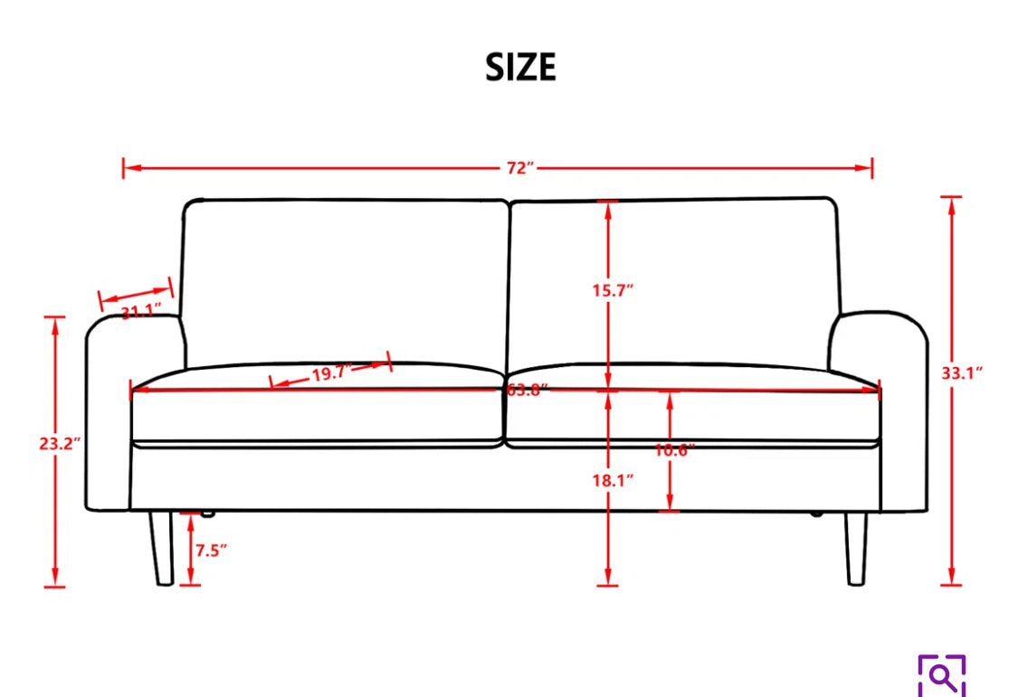 Haugabook 72" Wide Velvet Round
Arms Sofa