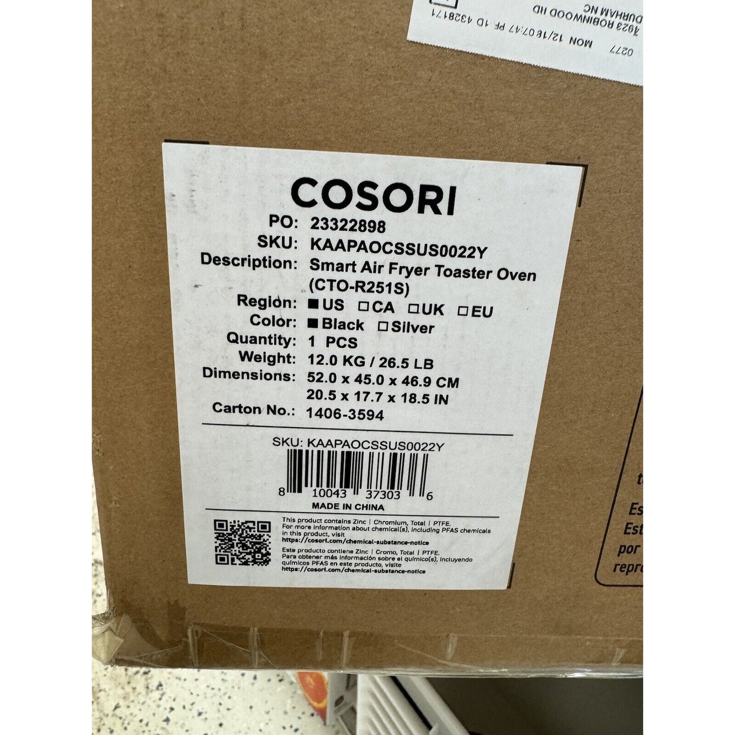 Cosori - Smart Air Fryer Toaster Oven CTO-R251S