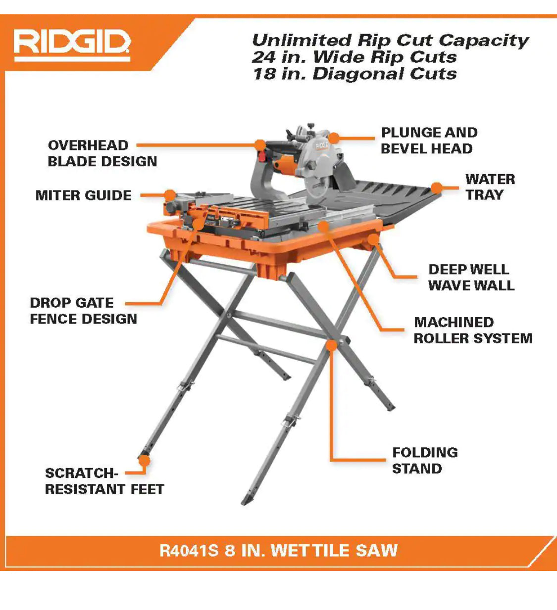 12 Amp 8 in. Blade Corded Wet Tile Saw with Extended Rip