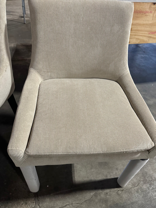 COLAMY Modern Dining Chairs Set of 2, Upholstered Corduroy Accent Side Leisure Chairs with Mid Back and Wood Legs for Living Room/Dining Room-Beige