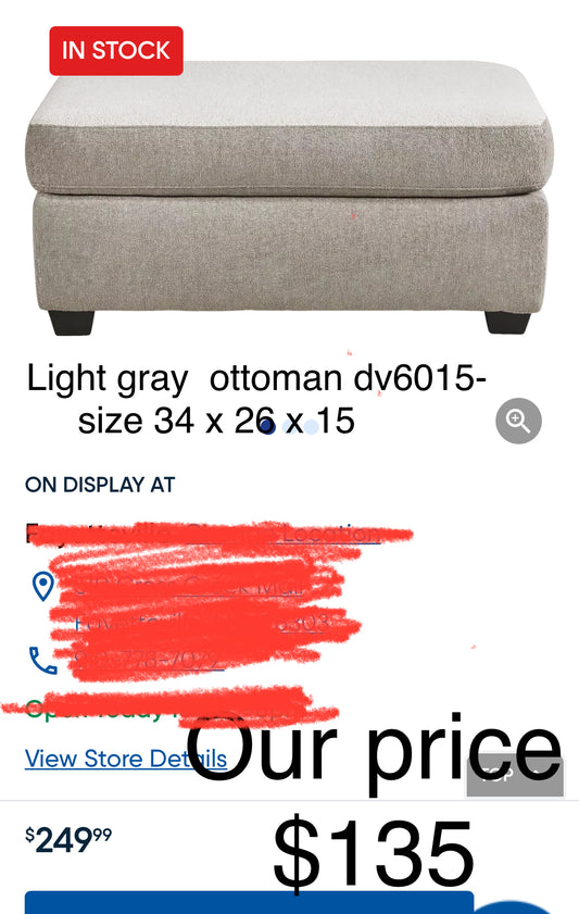 Light gray  ottoman dv6015-o. 34 x 26 x 15 - MAGICDISCOUNTS 