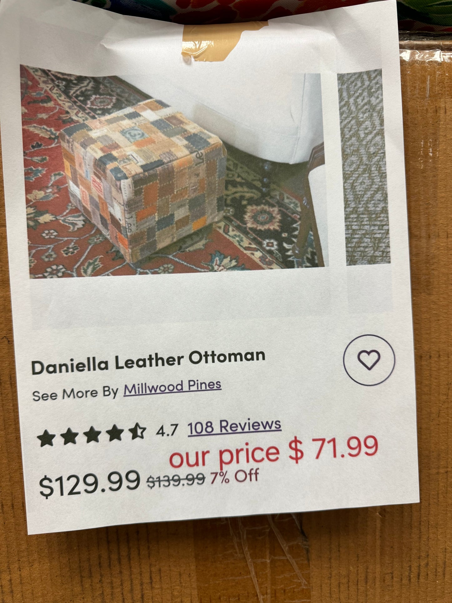 Daniella Leather Ottoman