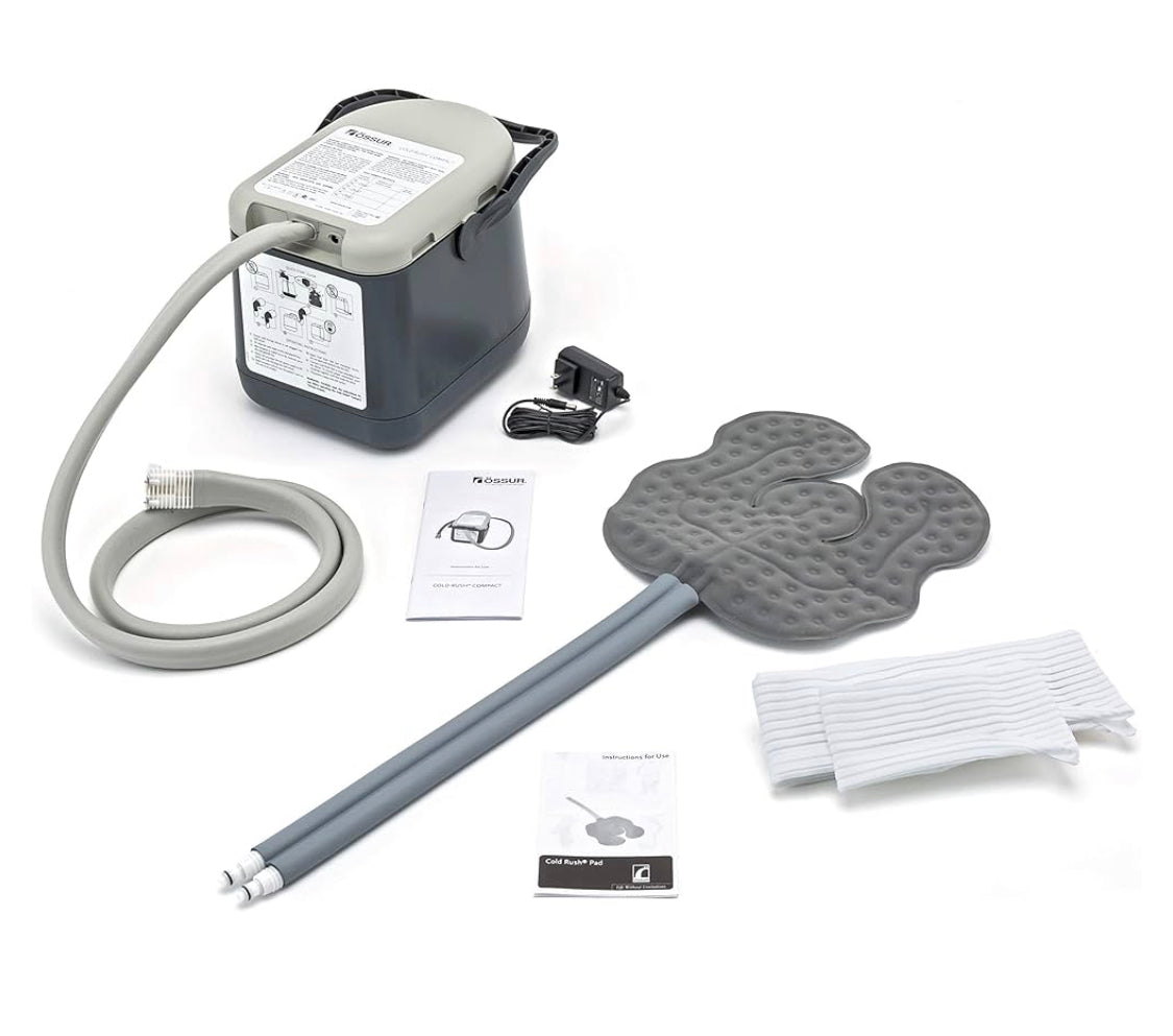 Ossur Cold Rush Compact Therapy Machine System with Universal Pad- Ergonomic, Adjustable Wrap Pad Included- Quiet, Lightweight and Strong Cryotherapy Freeze Kit Pump