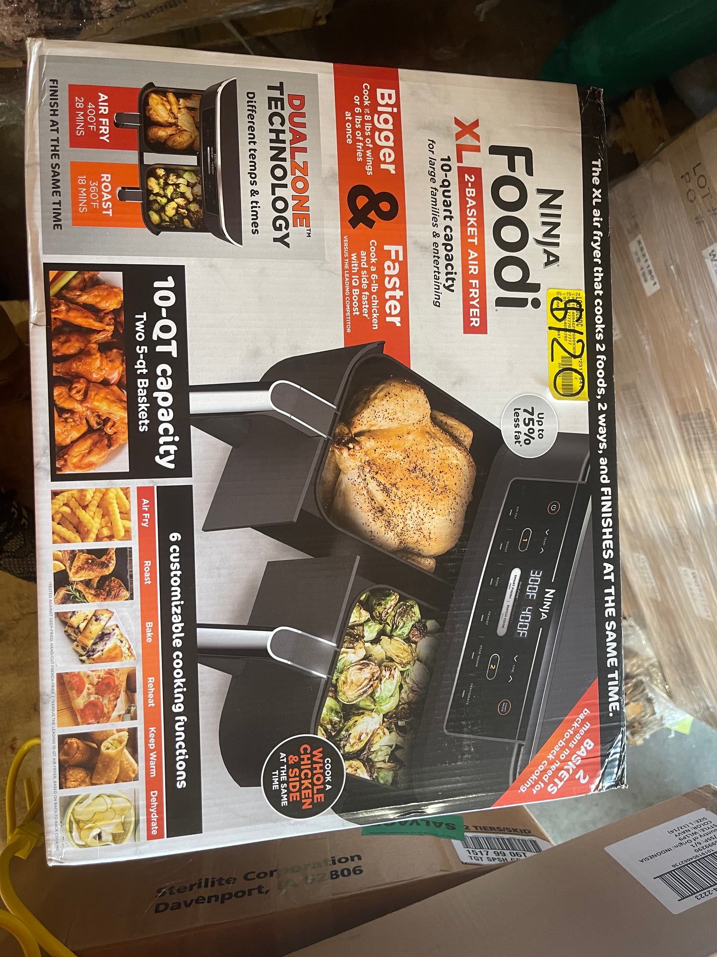 Ninja® Foodi® 6-in-1 10-Quart. 2-Basket Air Fryer with DualZone Technology- Air Fry, Roast, and More, DZ300WM