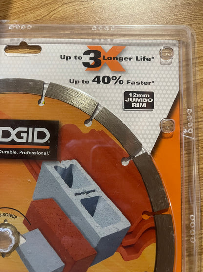 Ridgid 10"- 7/8"-5/8" Arbor Max RPM 6,115 Masonry Diamond Blade - Wet/Dry