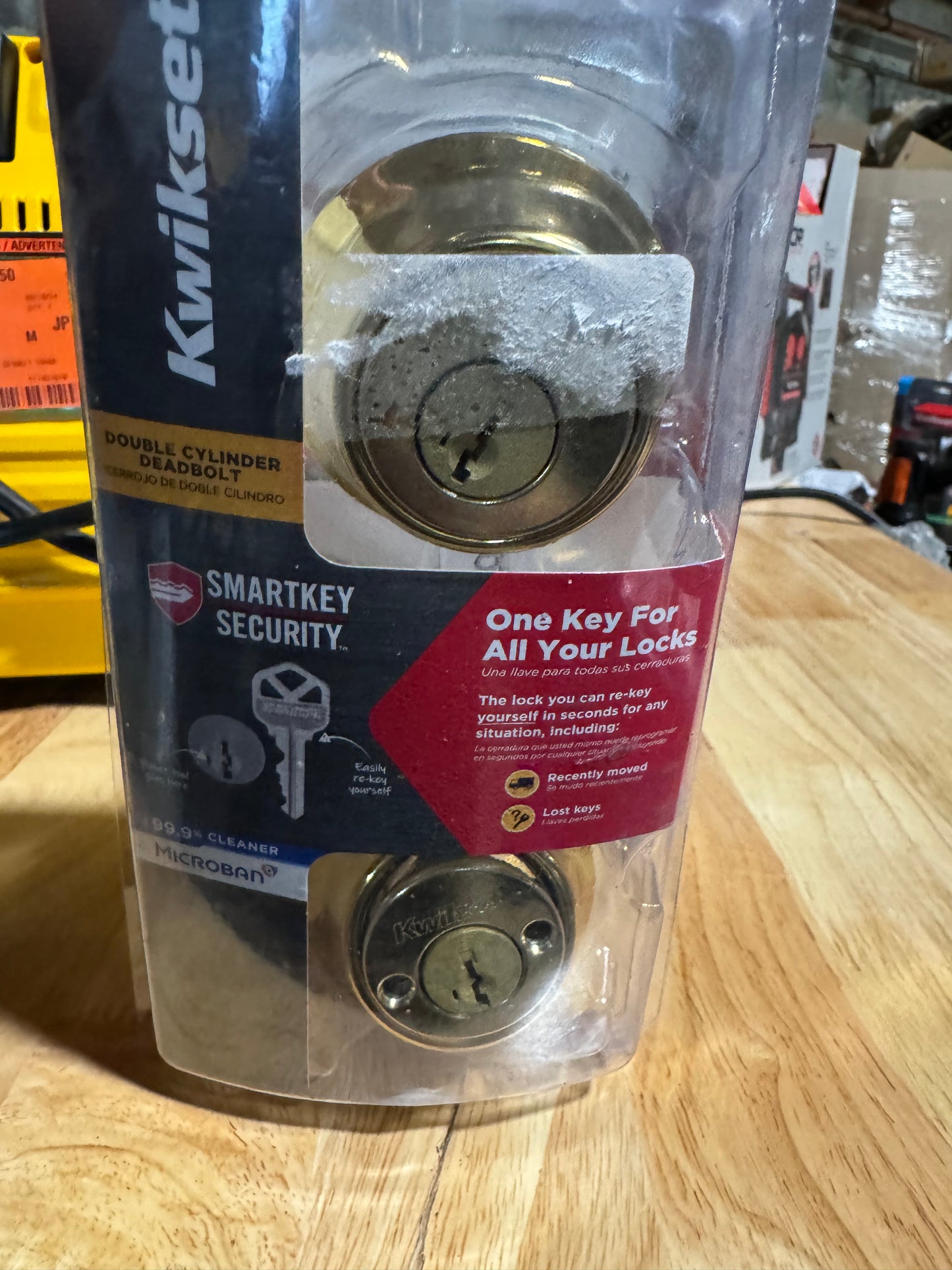 Kwikset SmartKey Security Polished Brass Metal Double Cylinder Deadbolt